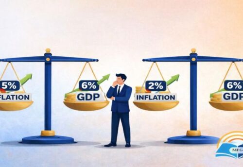 GDP growth vs inflation comparison showing why high inflation reduces real economic growth