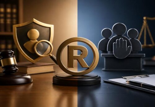 Comparison chart showing the difference between trademark objection and opposition in India for 2026.