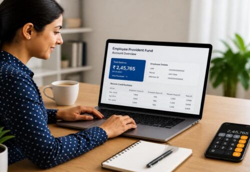 A person using a laptop to learn how to check your EPF balance online through the EPFO portal.
