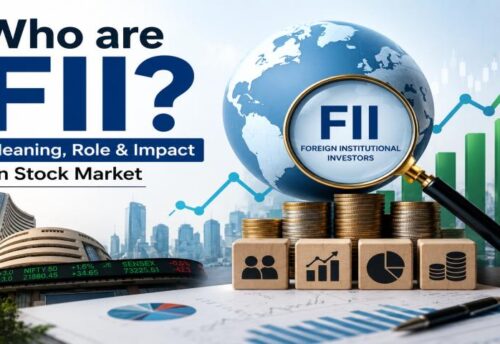 Foreign Institutional Investors FII meaning and stock market impact concept banner