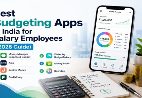 Best budgeting apps in India displayed on a smartphone screen representing expense tracking for salaried employees.