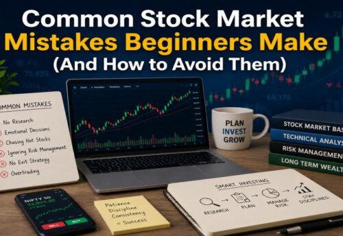 Common stock market mistakes depicted by a declining stock chart and money management concept