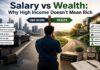 Salary vs Wealth concept comparing monthly income with long term asset building
