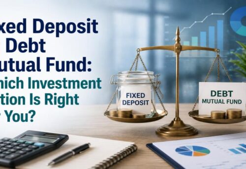 Fixed Deposit vs Debt Mutual Fund comparison chart showing returns safety and liquidity by My Finance Gyan